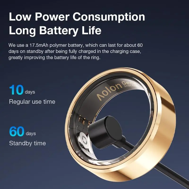 【24H ship】Aolon Ring Gen3 Smart Ring Heart Rate & Blood Oxygen Monitoring IP68 Waterproof Swimming Diving Sports & Health Records Thin And Light Led aolon  smart 1