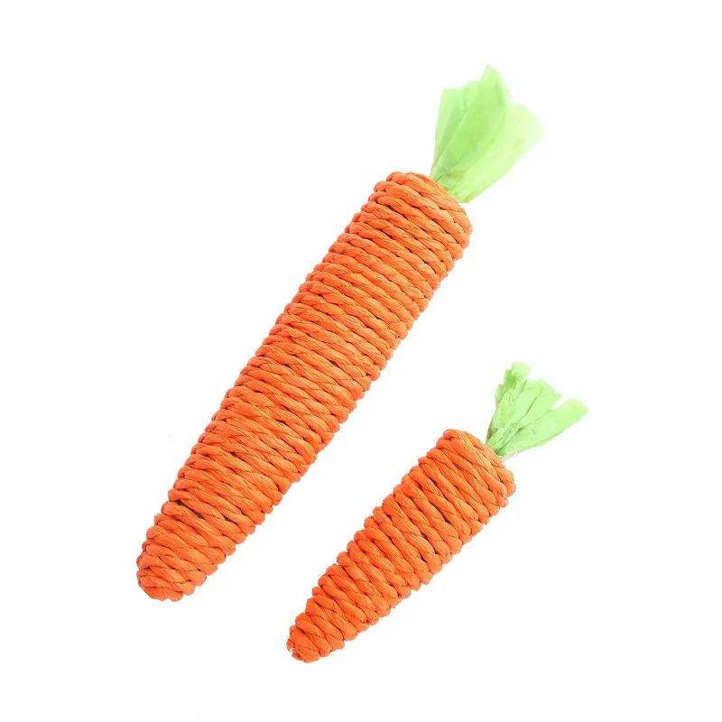 Cat Toy Carrot Sound Pet Products Bite Resistant Paper Rope Scratcher Clean Teeth Interactive Play Cat Carrot Chew Toy for Cat 3