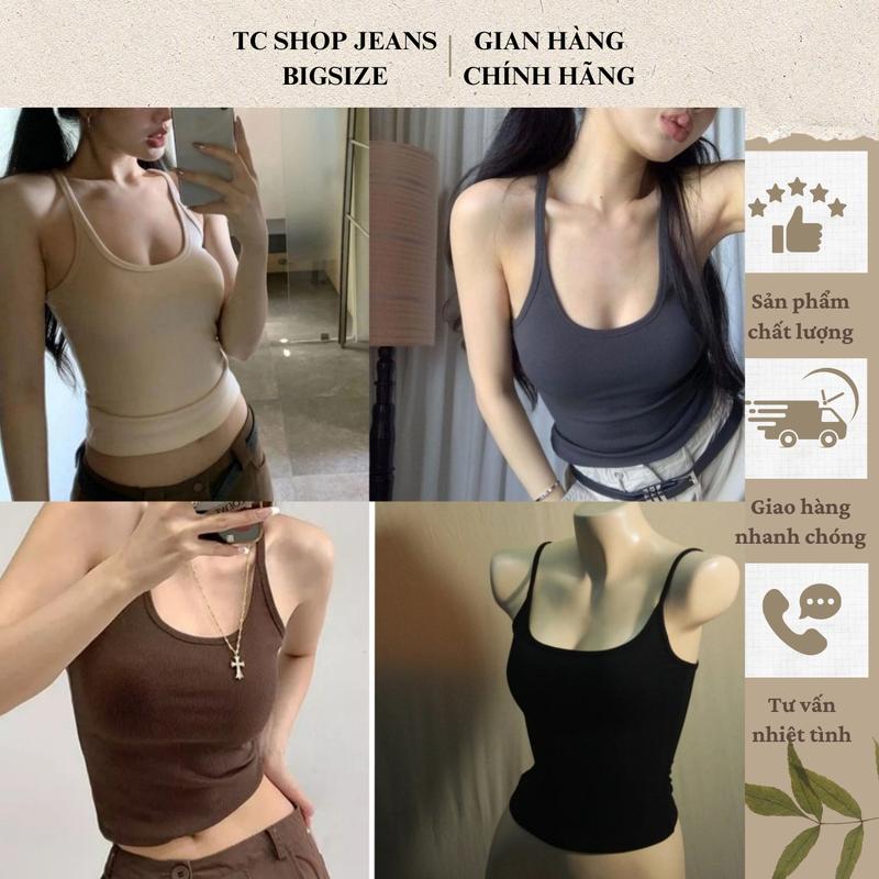 TCSHOPJEANS  Áo Tank Top Hai Dây Bigsize 55kg đến 90kg Phong Cách Pháp Thời Trang Quyến Rũ Ôm Gọn Tôn Dáng AT 213