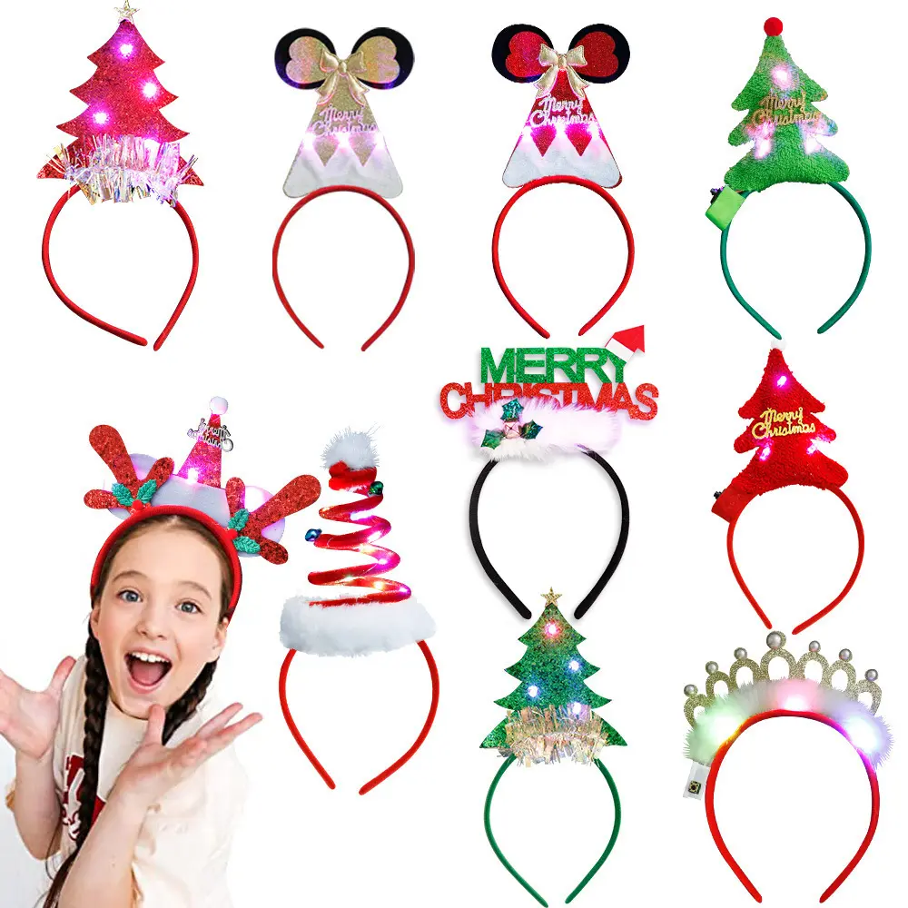 Bright Christmas decorations, Christmas tree headband, headdress, Christmas decorations, party supplies, bow headband, hair accessories Masks Ornaments Masks Ornaments