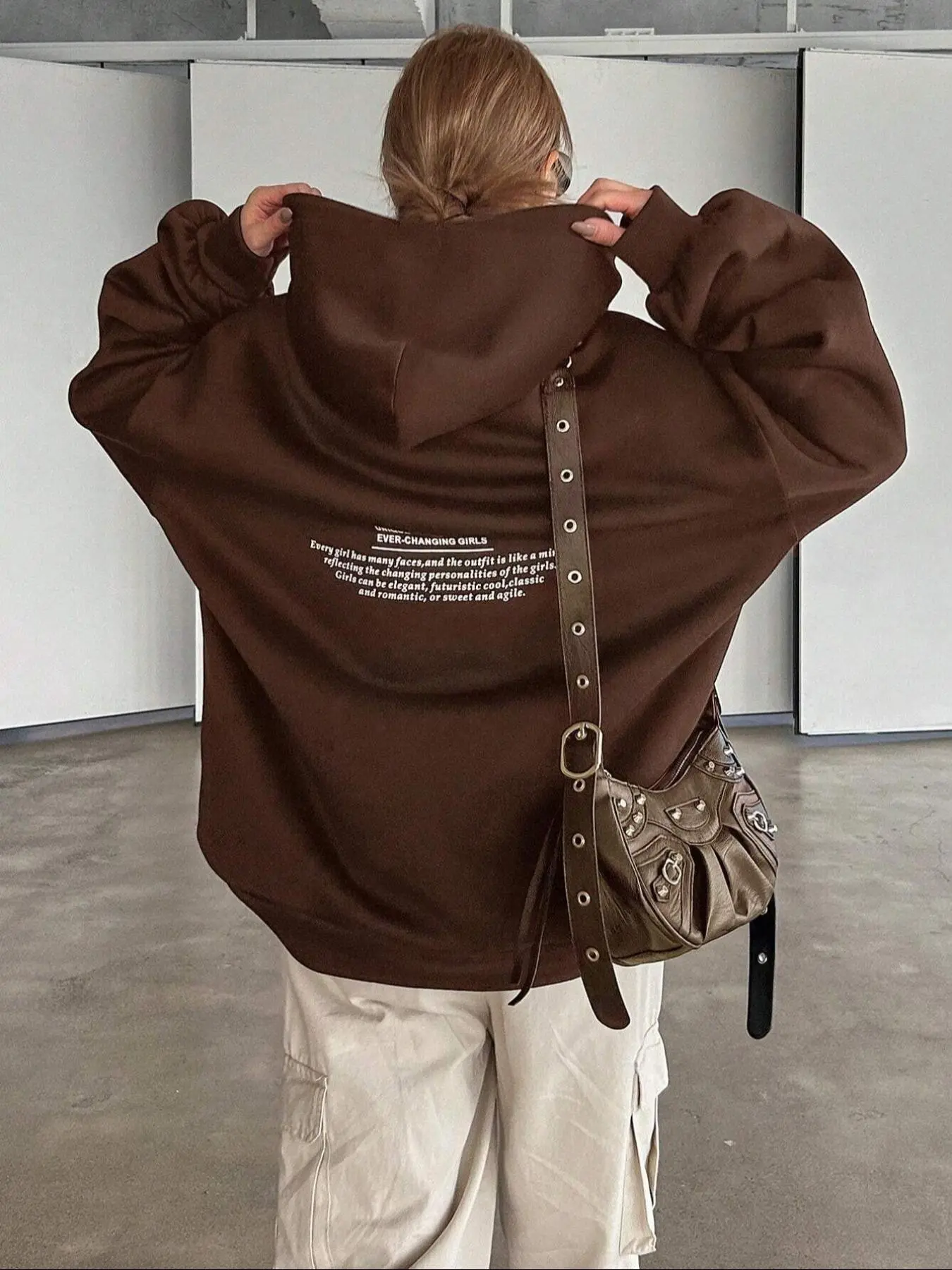 Women's Letter Print Drop Shoulder Hoodie, Fashion Casual Drawstring  Hooded Sweatshirt for Daily Holiday Outdoor Wear, Women Clothing for Fall & Winter