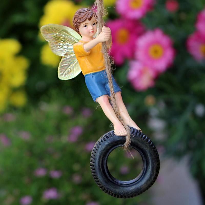 Tire & Fairy Design Hanging Ornament, Creative Hanging Figurine Decoration, Home Decor for Garden Yard 3