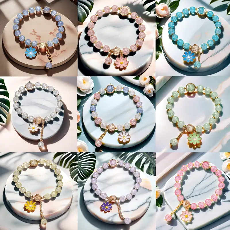 Wholesale Super Fairy Little Daisy Hot Flower Bracelet Women's High-Grade Bracelet Student Temperamental White Gift for New Year Special Offer
