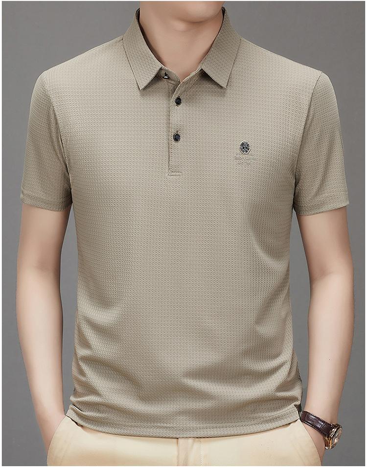 Product Introduction of Men's Polo Shirt, New Collection, Wrinkle-Free Ice Silk Material, Summer Business Collar, High Elastic, Breathable, Premium Ice Feel T-Shirt 13