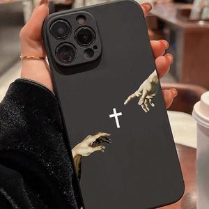 Funda para celular de patrón cruzado, cubierta protectora antigolpes y anticaídas, accesorio para celular compatible con iPhone 11 12 13 14 15 16 Pro Max