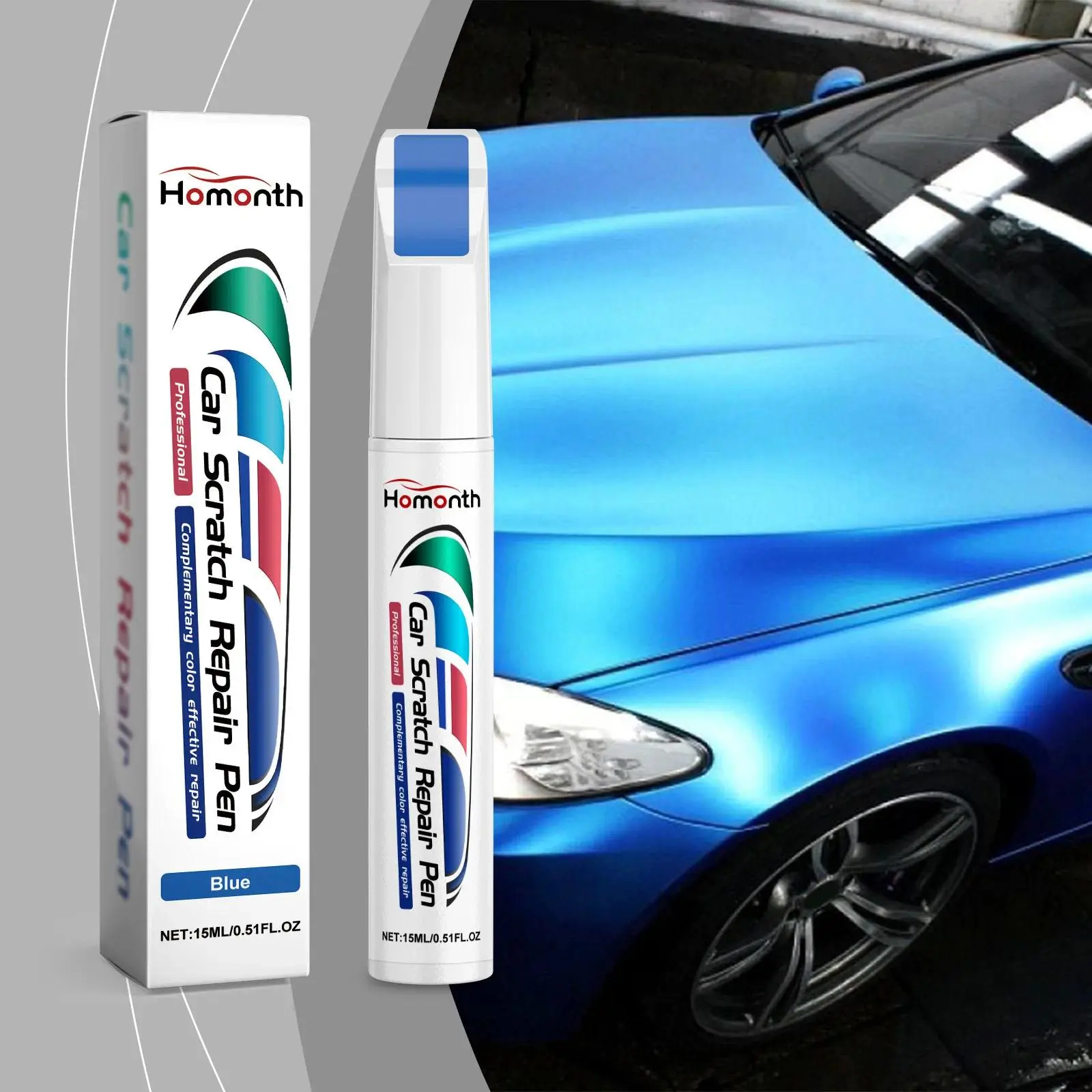 White Car Scratch Repair Pen 15ml-Touch Up Paint for Chips Scratches, Quick-Drying Formula Exact Color Match for White Vehicles