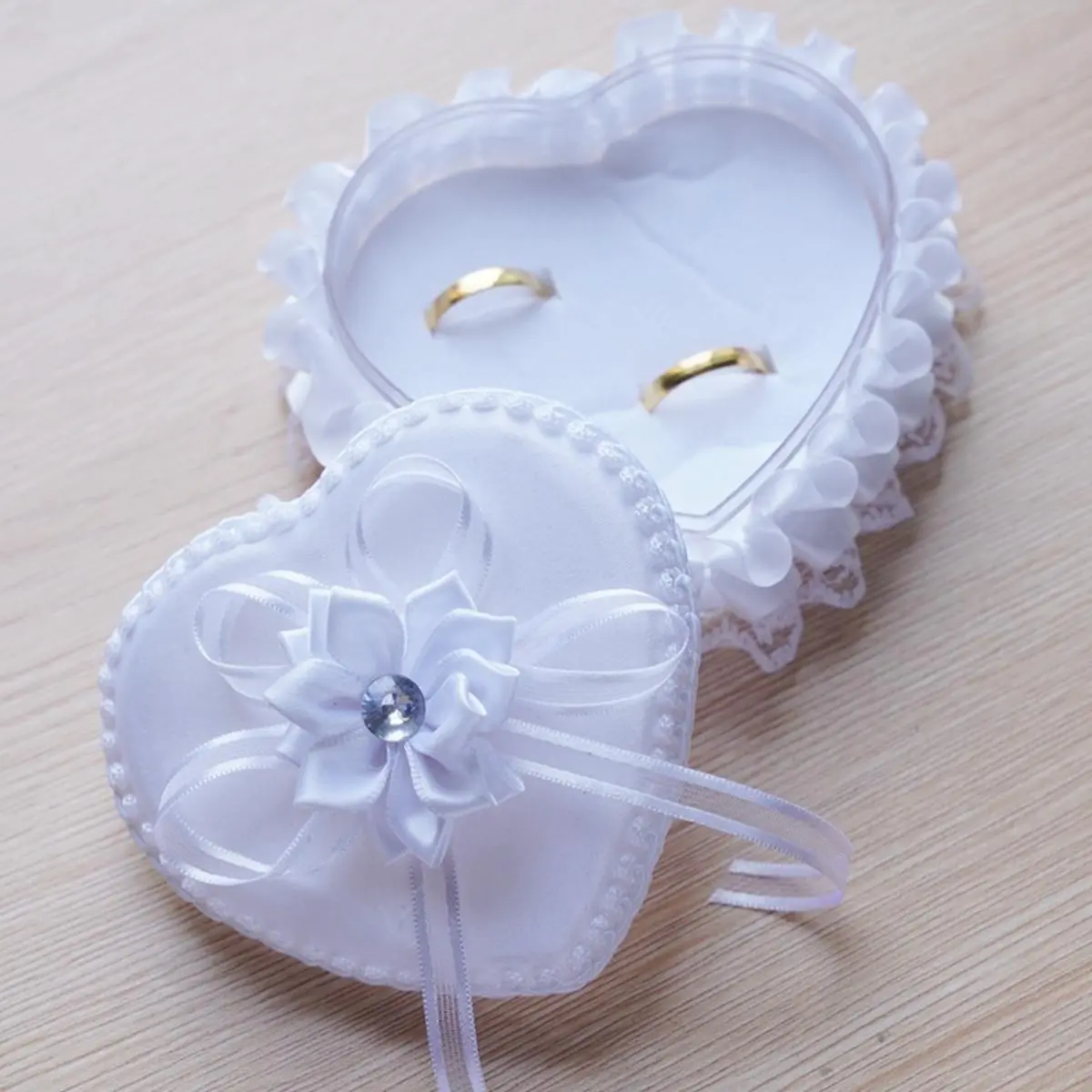 Heart Shaped Ring Box without Ring, Flower Decor Ring Box, Wedding Ring Storage Box, Wedding Decoration Supplies, Party Supplies, Valentine's Day Gift Idea