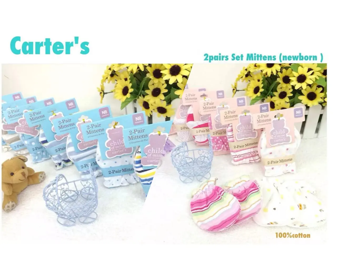 Sarung Tangan 2IN1 Carter's / Mitten Bayi Boy & Girl Newborn
