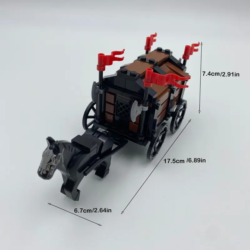 Medieval Ancient Chariot Transport, Western Chariot, Prisoner Chariot, Small Particle Building Block Assembly Transport, Christmas Gift 1