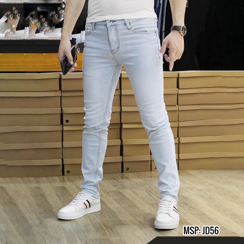 Quần jean nam màu xanh thêu họa tiết cao cấp vải jean co giãn 4 chiều cực đẹp form ôm dáng skinny chuẩn size_JEANEP57 Menswear Pants Menswear Pants Có Túi