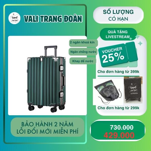 TĐ93_Size 20 HỖ TRỢ SHIP RẺ (Có Khay Để Cốc-2 ngăn khoá kéo kín) -VALI KHUNG NHÔM KHOÁ SẬP-TẶNG VỎ BỌC VALI VÀ THẺ TÊN HÀNH LÝ Nam