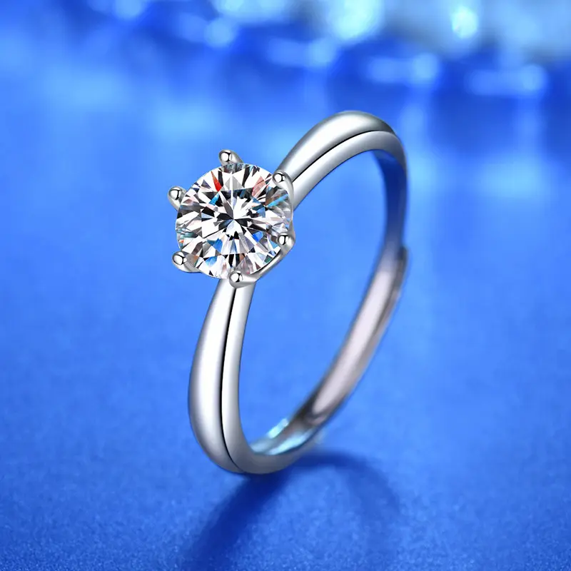Stunning Mozambique Diamond Ring - Silver 925, 1 Carat, Six Prongs, D-Color, Classic Style, Innovative Design, Superior Craftsmanship
