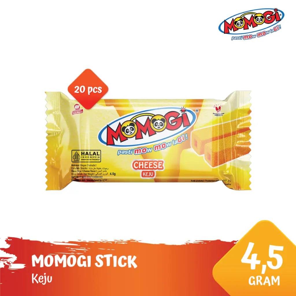 Momogi Stick Snack Makanan Ringan 4.5gr - Keju [1 Box 20 Pcs]