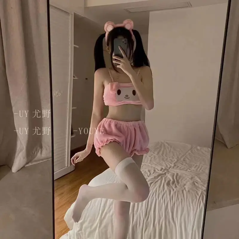Bộ Đồ Ngủ Chó Yugui, Ngọt Ngào Và Dễ Thương, Phong Cách Nhật Bản, Thoải Mái, Lót Lông Cừu, Bộ Đồ Lót, Áo Ống Dây Nhồi Bông Dày Dặn 8