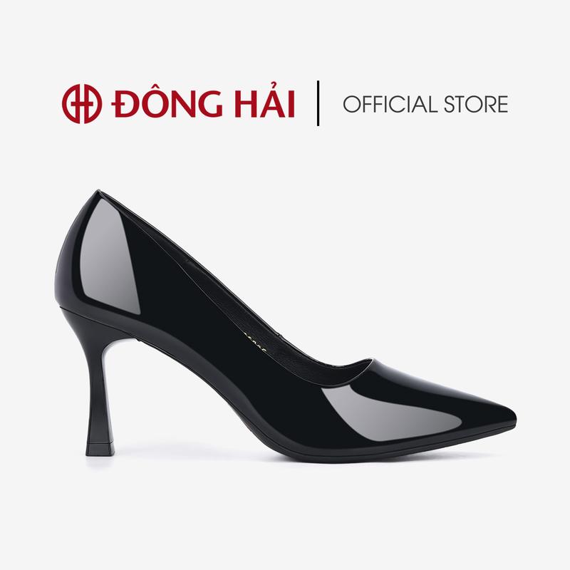 Giày Cao Gót Nữ Đông Hải Da Bóng Cổ Điển Mũi Nhọn Gót Pump 8cm - G5825