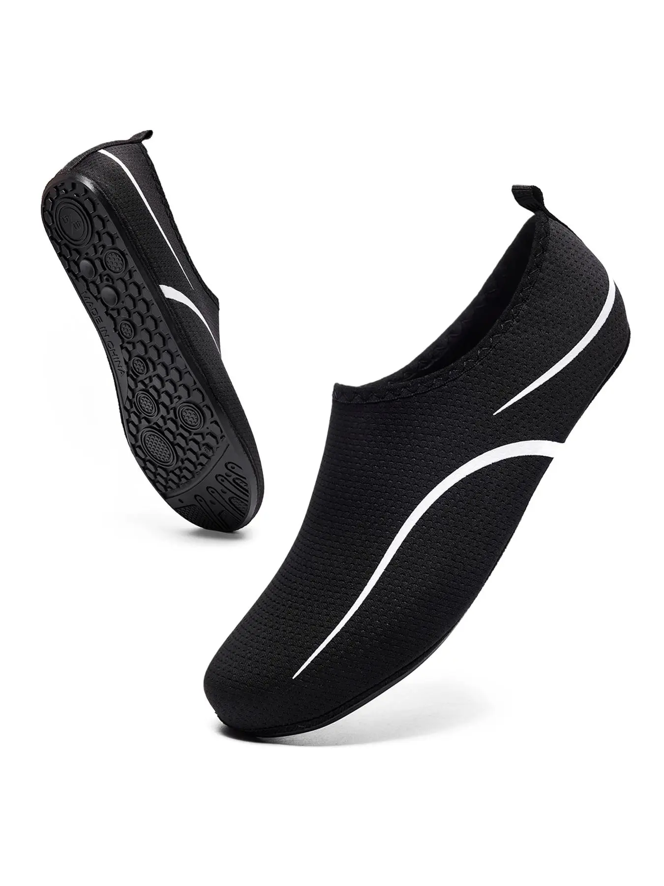 Men's Striped Pattern Slip on River Trekking Shoes, Breathable Quick Drying Water Shoes, Comfortable Lightweight Sports Shoes for Beach Swimming Surfing