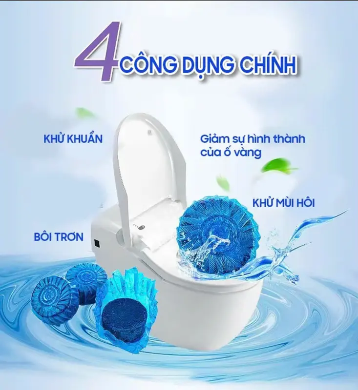 (Combo 50) Viên Thả Bồn Cầu, Viên Khử Mùi Hôi Tẩy Rửa Sạch Mảng Bám Vi Khuẩn Xả Toilet Diệt Khuẩn Vệ Sinh Vết Bẩn Làm Sạch 4