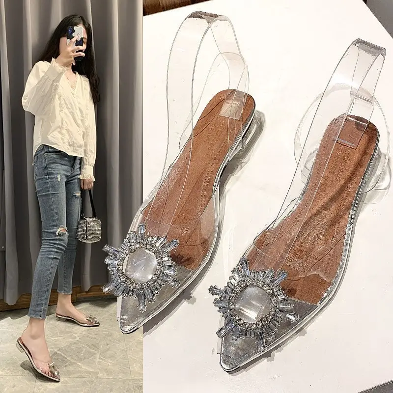 AGI0129 Heels Transparan Wanita Bohemian Hak 7cm 3cm Bisa COD (With Box) Shoes 3