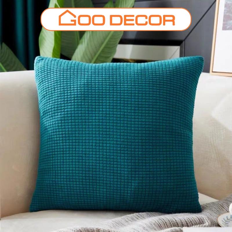 Vỏ gối sofa GOO Decor vải nhung gân, bọc gối tựa sofa 45x45 hình vuông co giãn mềm mại