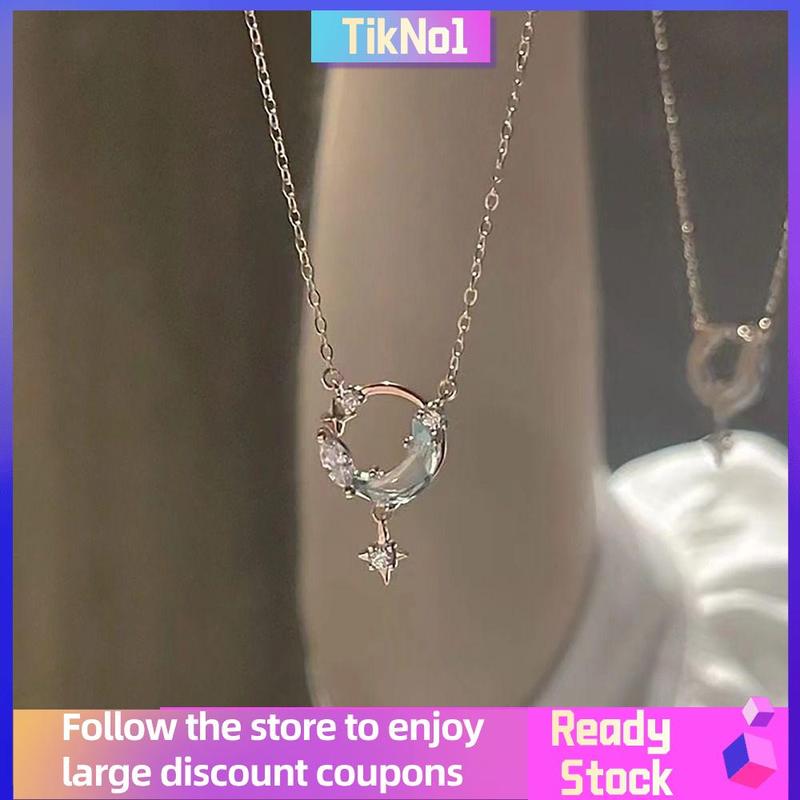 Vòng Cổ Lãng Mạn, Zircon Sang Trọng, Thiết Kế Ngôi Sao Và Mặt Trăng, Dây Chuyền Xương Đòn Dễ Phối Đồ Phụ Kiện Thanh Lịch, Thích Hợp Cho Phụ Nữ Và Trẻ Em Gái 0