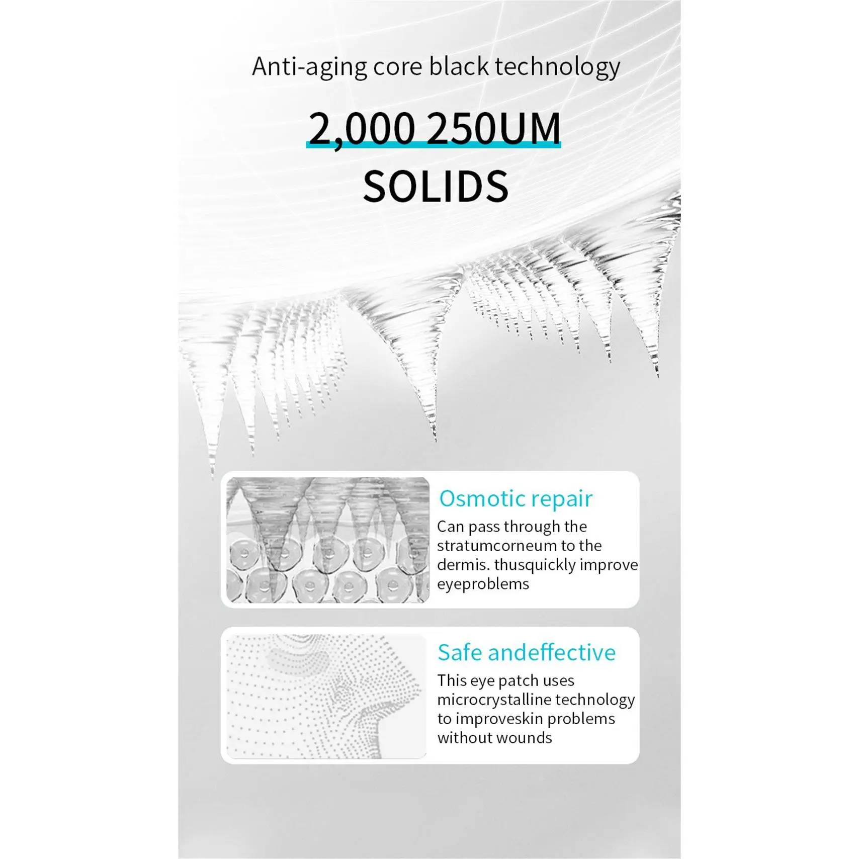 Hyaluronic Acid Microcrystals Eye Patches Mask For Anti Wrinkle Aging Dark Circles Moisturizing Under Eye Gel Pads Skin Care