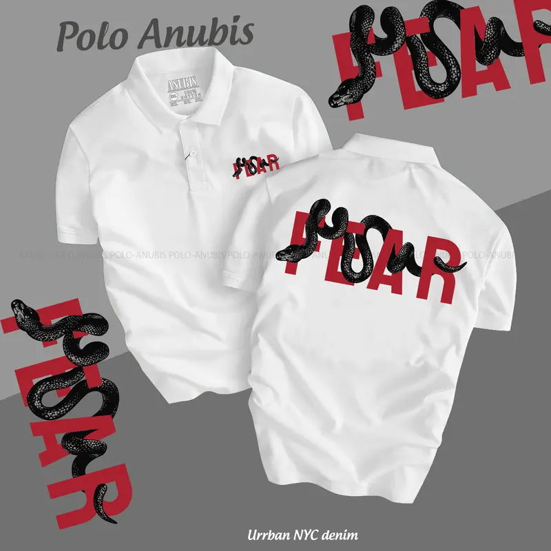 Áo thun Polo RẮN FEAR - Vải cao cấp sang trọng nam nữ tay lỡ Menswear Có Cổ Shirt Ngắn Tay Jean 0