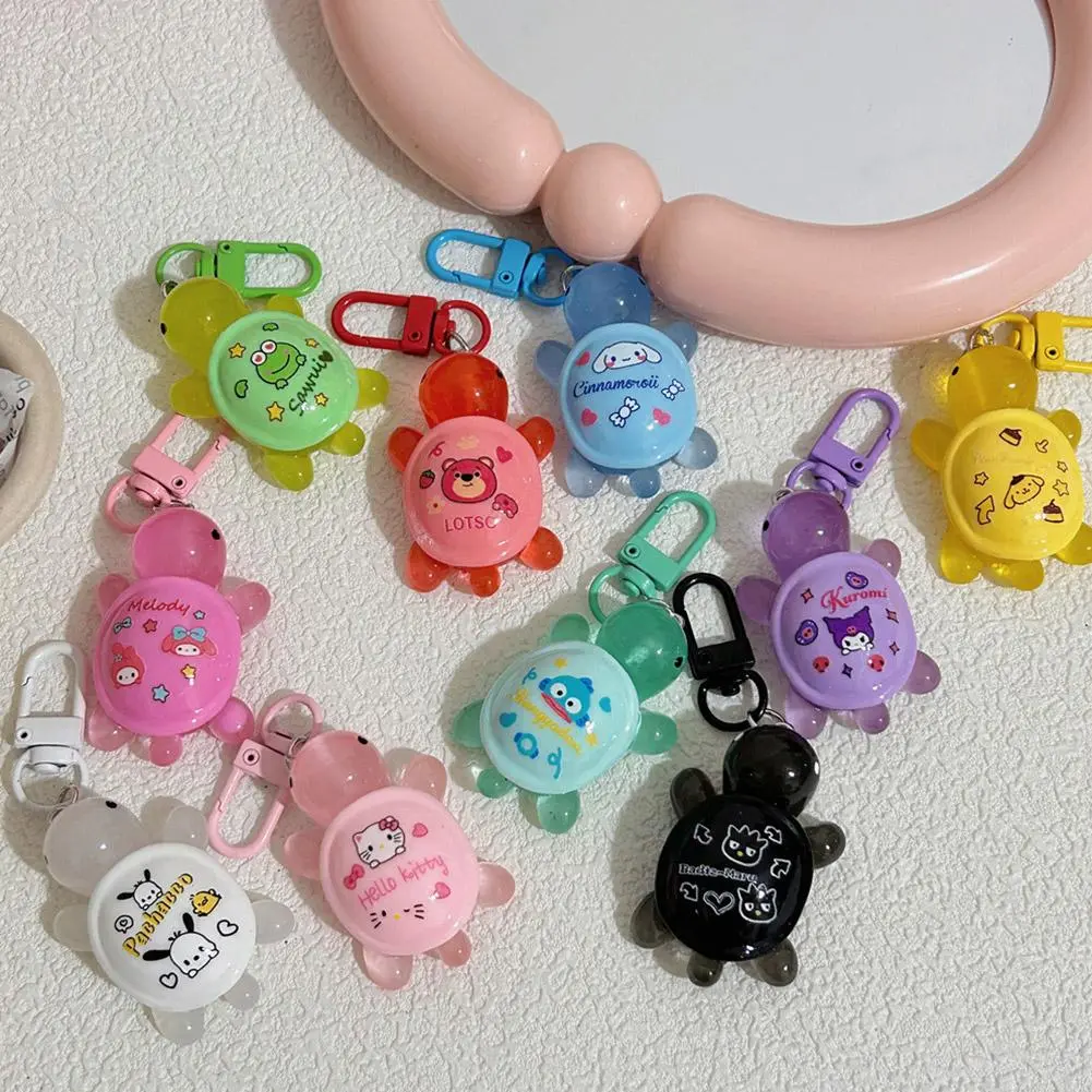 Luminous Turtle Pendant Colorful Button Printed Turtle Bag Pendant Keychain Ins Girlfriend School Bag Gift Car Key Chain