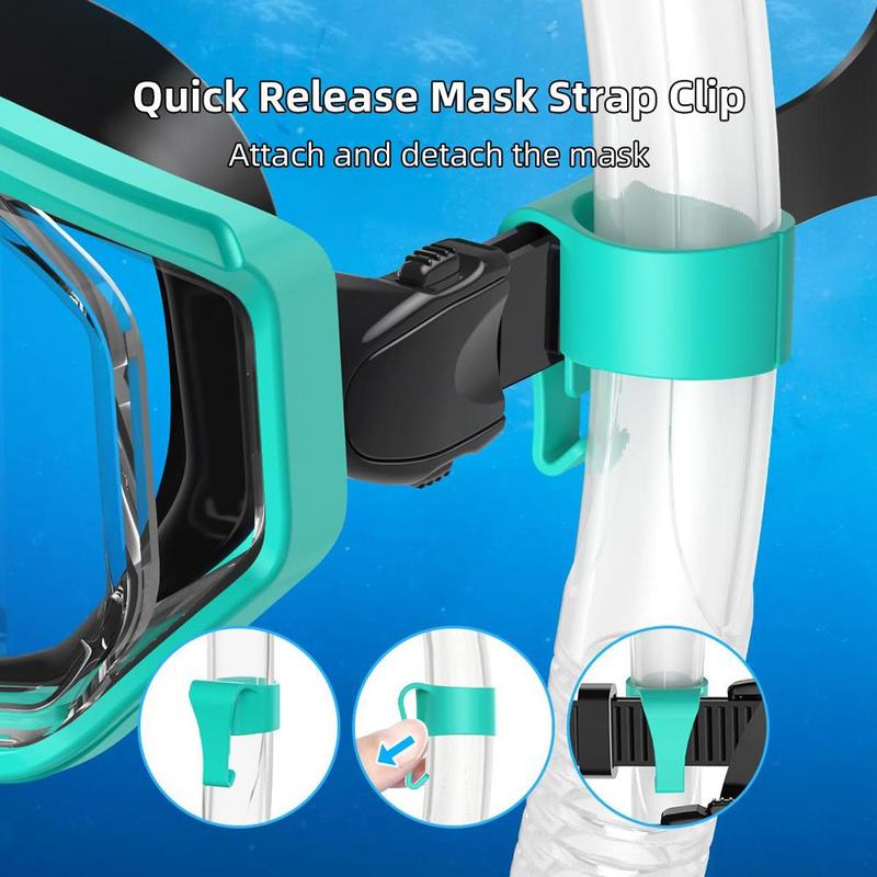 Three-sided Wide View Adjustable Snorkel Mask Kit, 1 Set Leak-proof & Anti-fog Diving Mask with Breathing Tube, Water Sports Equipment for Gift 6