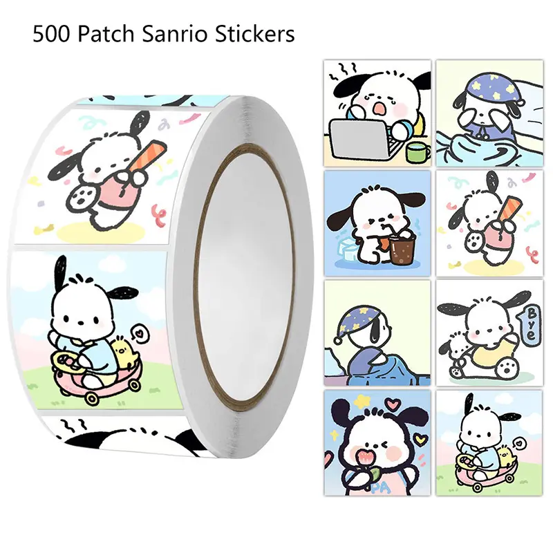 ﻿ 500Pcs/Roll Sanrio Pochacco Sticker Kids Reward Stickers Sealing Tape Decoration Decals Toys Gift