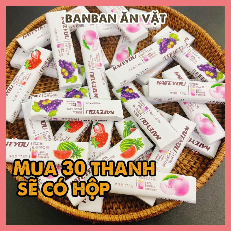 Kẹo sữa chua hoa quả các vị, kẹo mềm trái cây thanh 17gr, đồ ăn vặt nội địa trung Snack Food Candy Thức Ăn