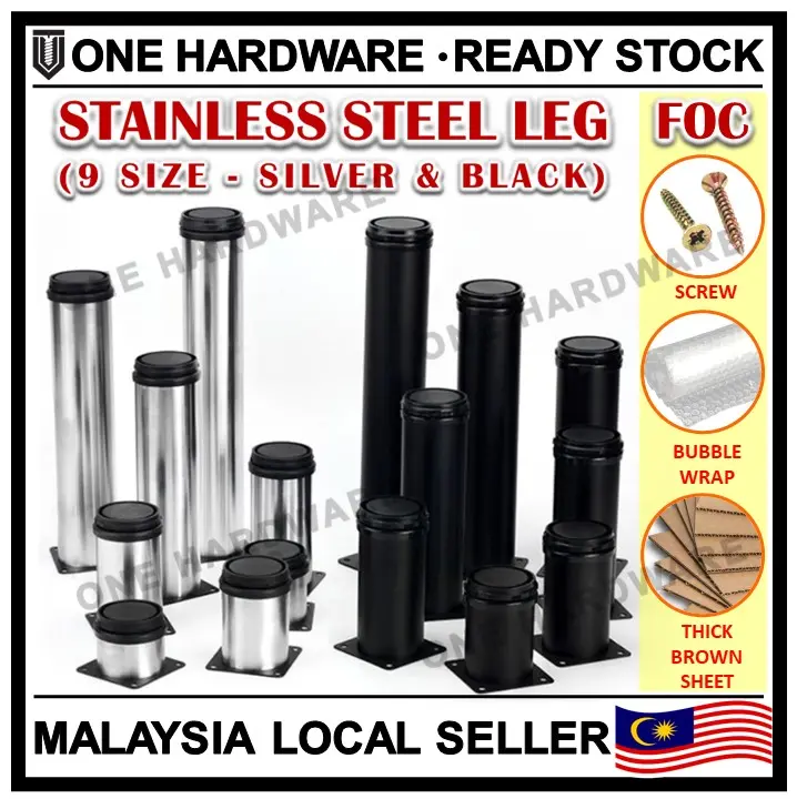 Modern Stainless Steel Leg Furniture Cabinet Closet Feet Support Stand BLACK & SILVER Kaki Perabot Kaki Sofa Kaki Almari Kaki Katil Bed Leg Divan Leg