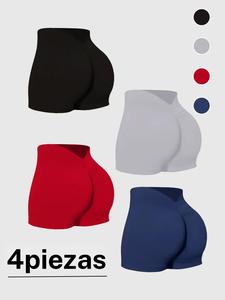 Shorts de entrenamiento sin costuras de cintura alta para mujer, diseño de control de abdomen, ropa activa cómoda de alta elasticidad, shorts de fitness elegantes