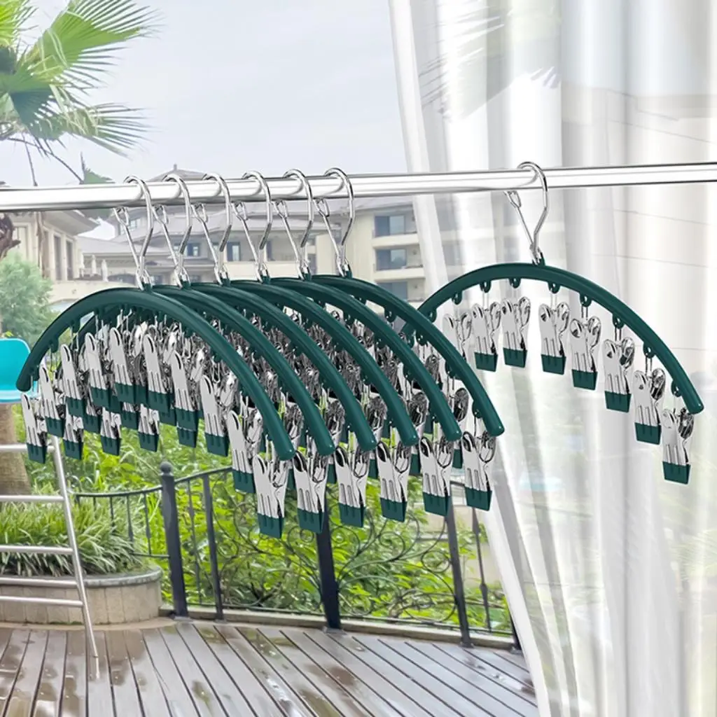 Combo 3-5 Móc vòm treo quần áo đồ lót tất vớ đa năng ( mỗi móc 10 KẸP GHIM ) Giữ Chống Trượt, Móc phơi đồ lót có kẹp phơi đồ trẻ em Móc Quần Áo Cotton