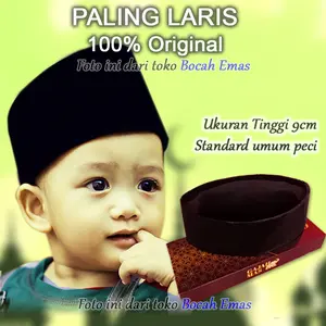 Peci Bayi Anak Laki Laki Gajah Mas Songkok Kopiah Balita Warna Hitam Beludru Lembut