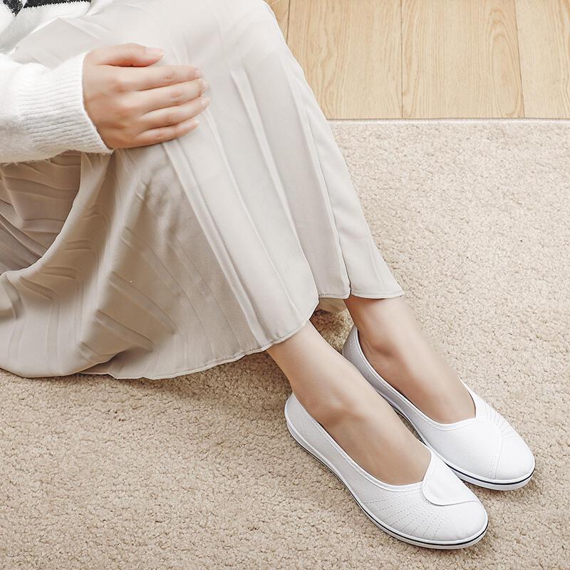 Product Introduction of 2025  brand nurse women's sloping heel soft soled cowhide sole beauty shoes, summer odor proof, breathable and non tiring white shoes Footwear Girl Fashion Heeled 3