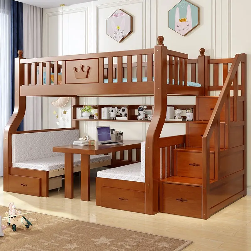 {SG Sales}Double Decker Bed Frame Double Bed Loft Bed High Low Bunk Bed Bunk Bed with Desk Multi-functional Kids Bed Frame With Storage Multi-functional Kids Bed Frame With Storage