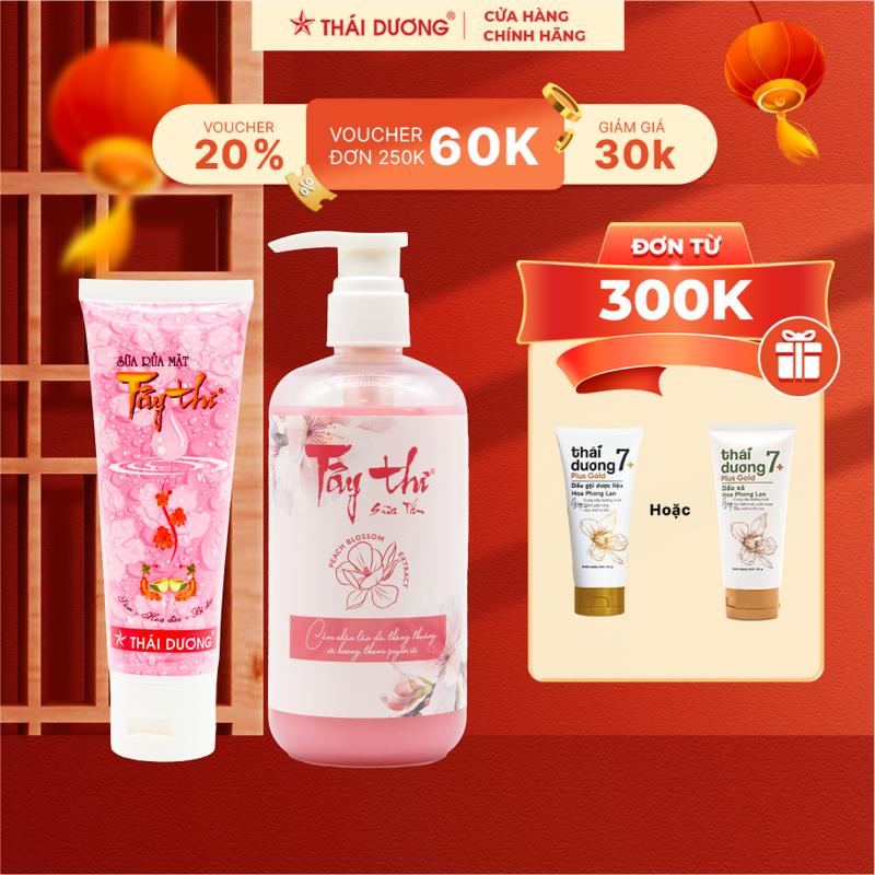 [Live - Mua 2 tặng 1]  01 Sữa tắm Tây Thi (Chai 480ml) và 01 Sữa rửa mặt Tây Thi (90g) Tặng 01 tuýp Dầu gội Thái Dương 7 Plus Gold 50g