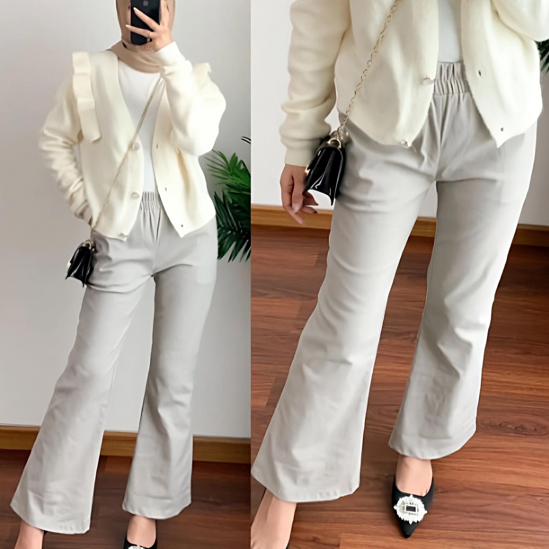 (BEST SELLER) Cutbray Basic Pants Katun Twill Combed Premium Stretch Tebal Celana Cewek Kekinian Celana Panjang Celana Formal Celana Kerja Kantor Wanita Casual