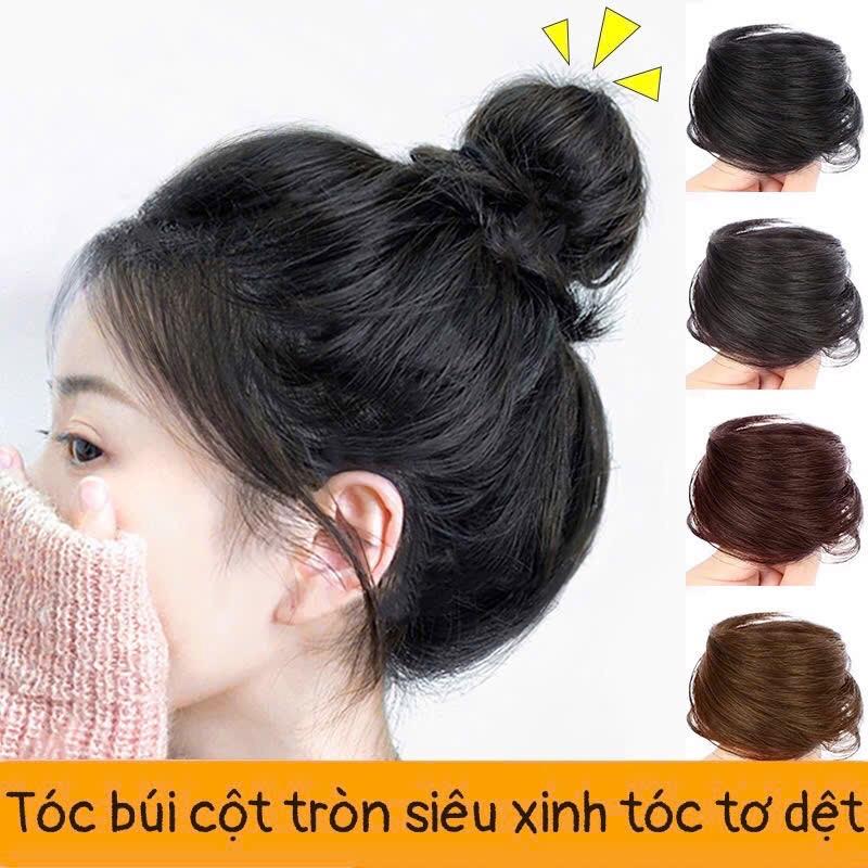 Tóc búi cột tròn tơ dệt cao cấp dành cho nữ tóc giả tóc búi wig