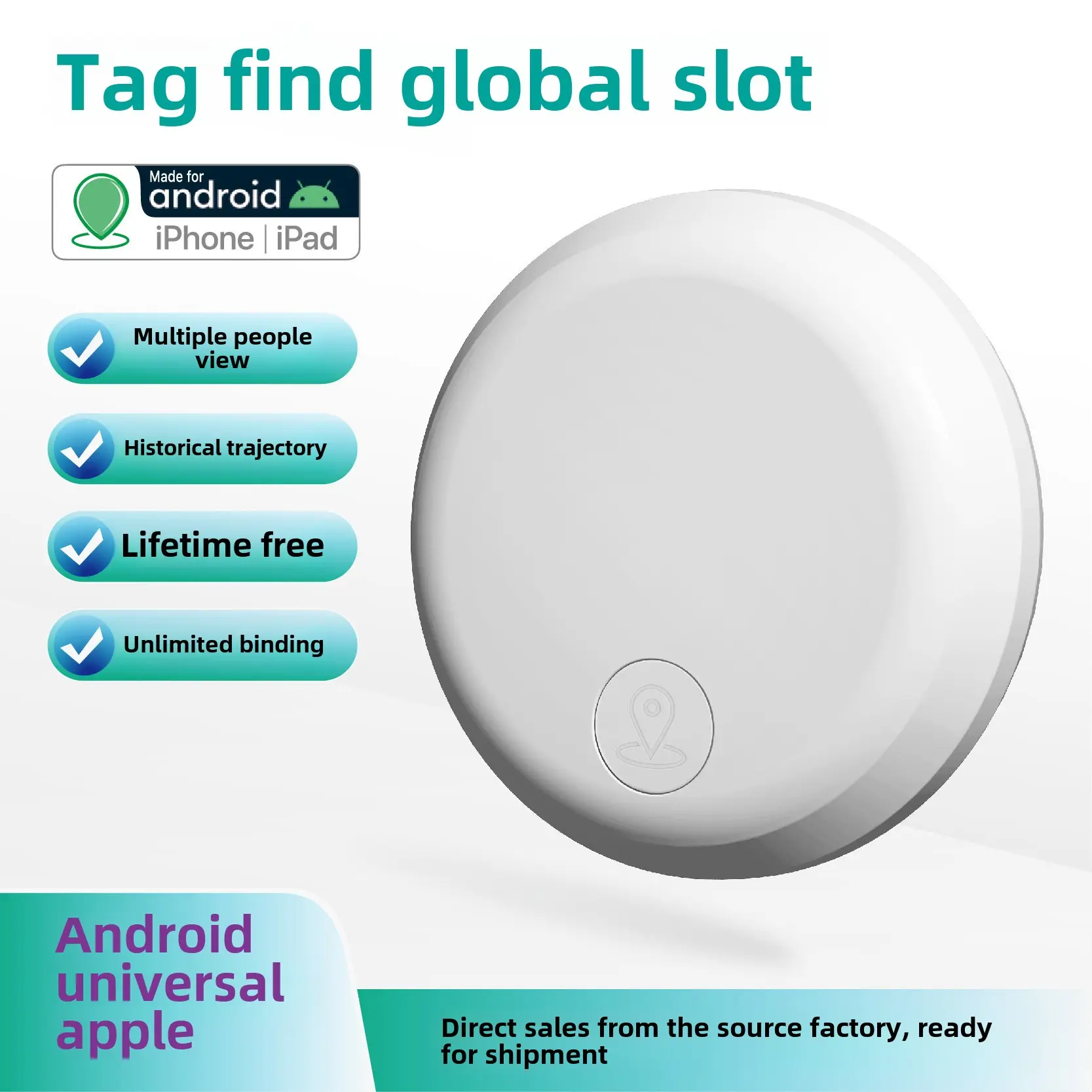 For Android and IOS, Peranti Penggera Anti-Hilang Bluetooth Pintar, Sistem Universal Android dan IOS, Sesuai untuk Warga Emas, Kanak-kanak dan Haiwan Kesayangan, Kunci