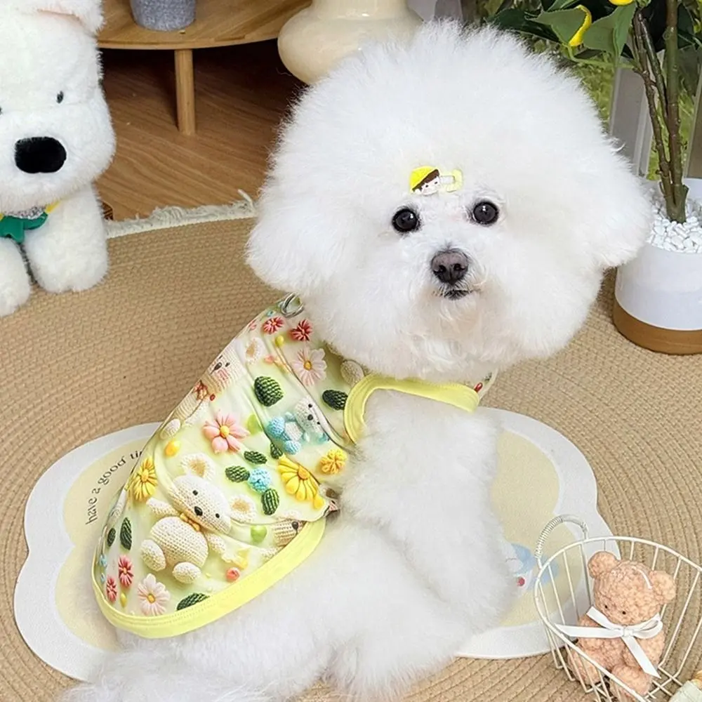 Comfortable Cartoon Print Dog Vest Ultra Thin Breathable Pet T-shirt Cute Cooling Dog Cat Clothes for Small Medium Large Dogs