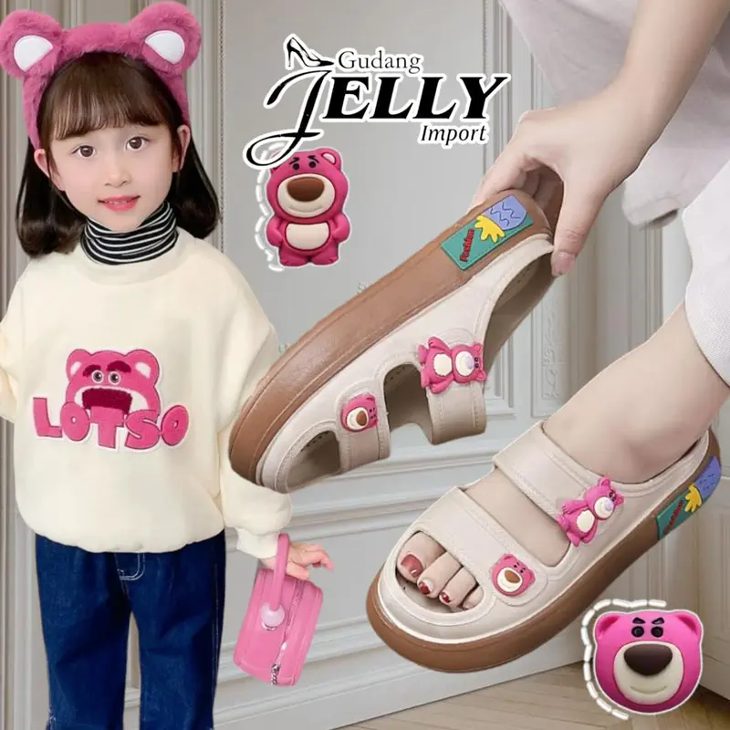 Sandal Slop Anak Lotso Teddy Bear Karet Fashion Kaki 5