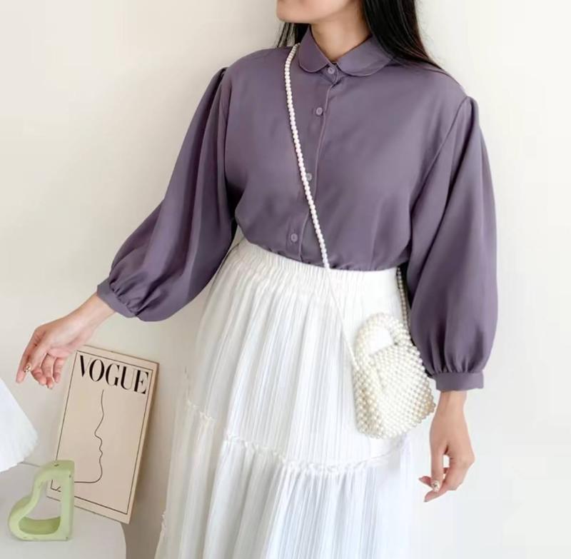 Elze Blouse Polos Shakilla Baju Atasan Wanita Kekinian Lengan Balon 6