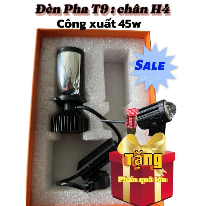 Đèn Pha LED Bi Cầu Mini H4 T9 Công Xuất 45w Lắp Ô tô, 35w Cho Xe Máy ( Tặng kèm đèn tro sang + tặng hậu) phutung