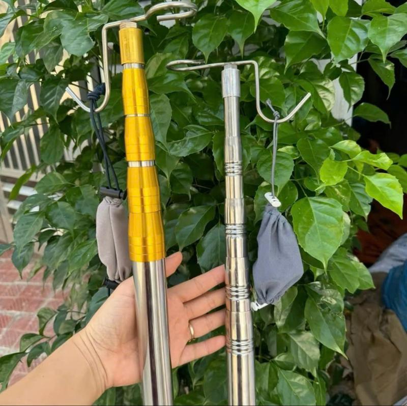 Sào rút gọn inox đa năng treo lồng chim - sào treo quần áo - gậy phơi quần áo - gậy bứt hoa quả - Tặng kèm móc và túi đựng bổi