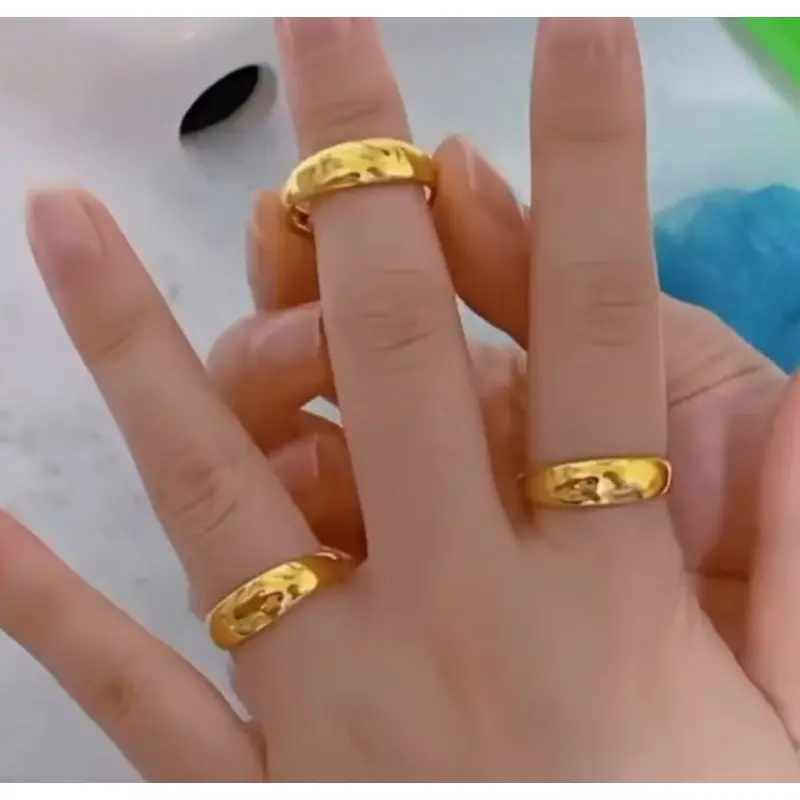 2 Pcs Cincin Terbuat dari KOIN LOGAM 1991 Lapis Emas Tahan Karat.Cincin Pasangan Pria dan Wanita TERLARIS