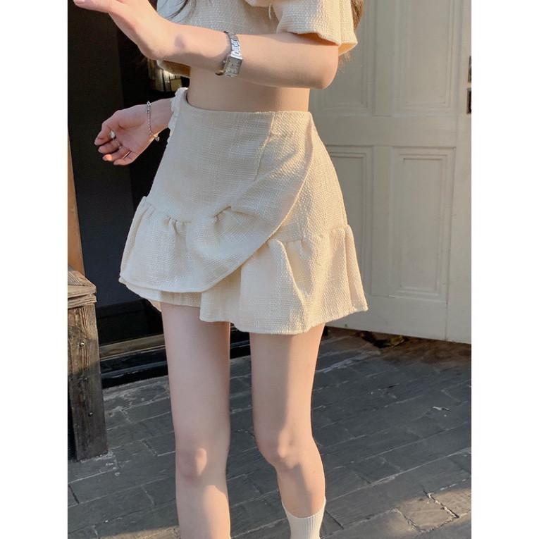 Product Introduction of Set áo croptop chân váy xếp ly cổ sơ mi 🔥chất bố gấm🔥 tay bồng bo chun váy ngắn form xòe bèo xéo kem dự tiệc đám cưới 39