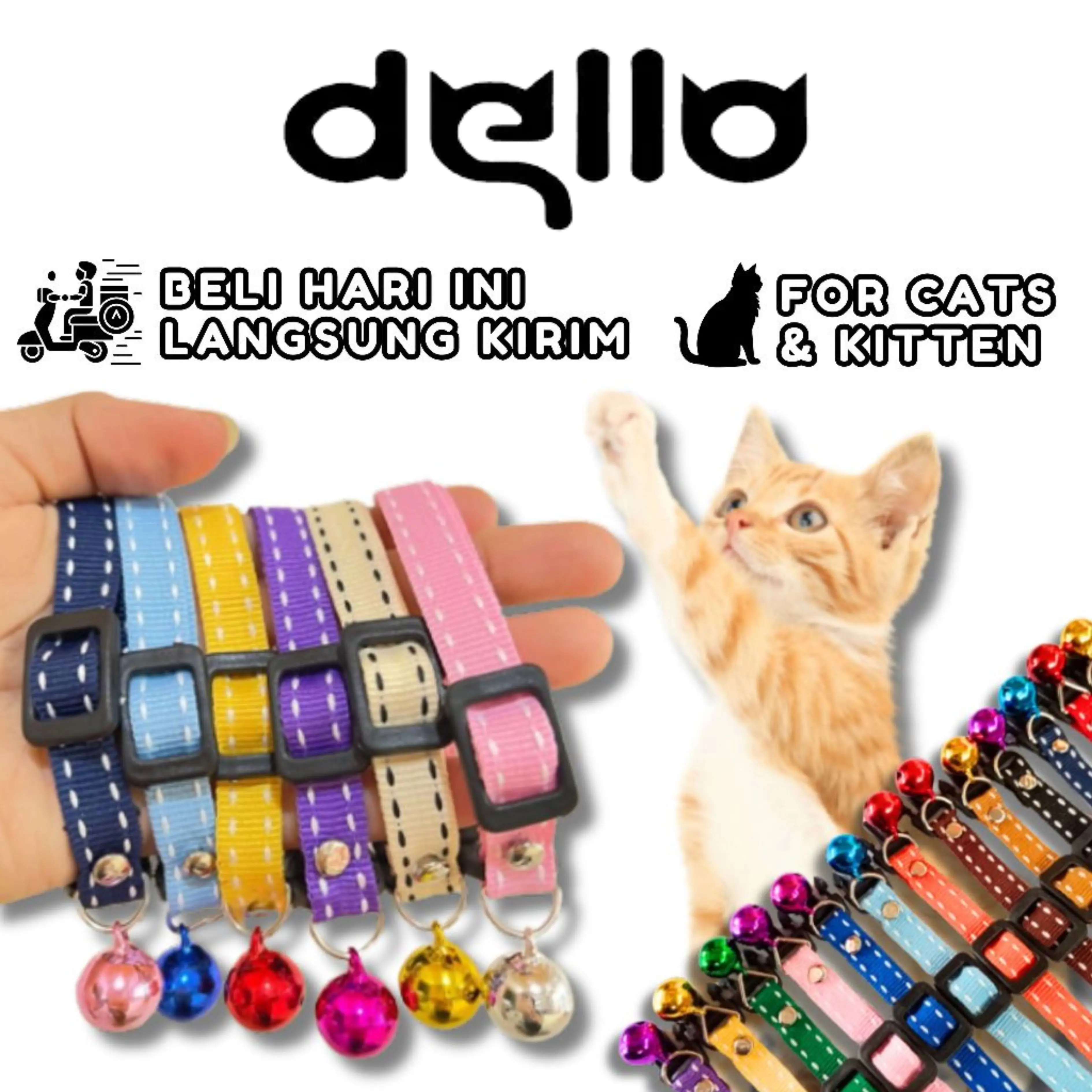Kalung Kucing Motif Bintik Putus-putus Bisa Untuk Kitten Anjing Jaminan Anabul Anda Semakin Keren Dan Bunyi Lonceng