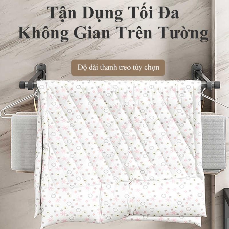 Giá treo quần áo gấp gọn HOMELOVE Thanh sào phơi quần áo thông minh sào phơi quần áo dán tường thép carbon siêu chắc 5