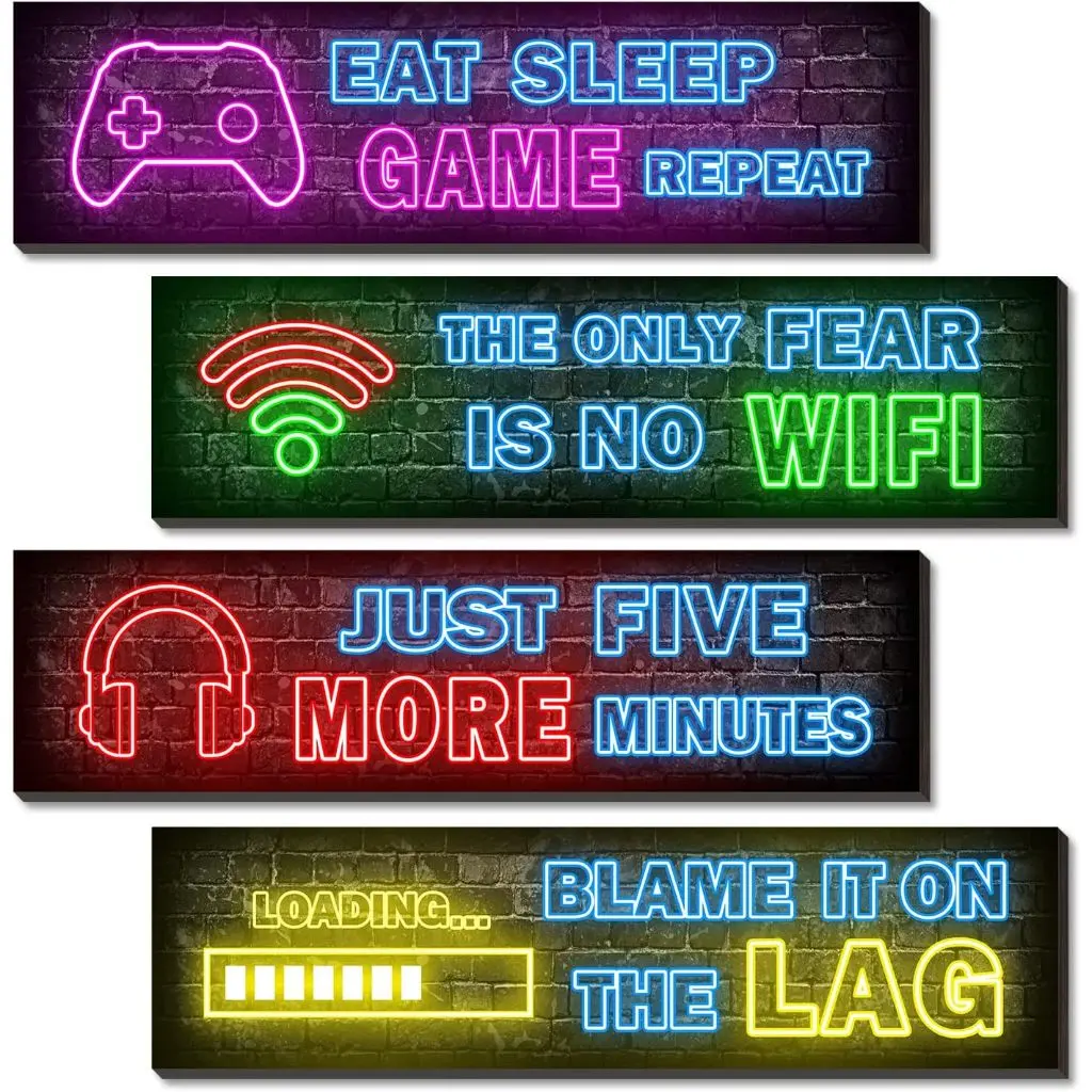 MASTER - Neon Gaming Posters, Dekorasi Kamar gamer wall art kamar tidur Hiasan